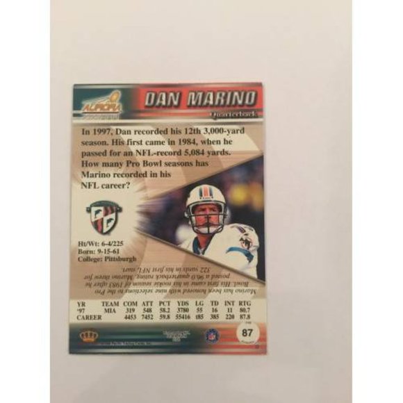 1998 Pacific Aurora Dan Marino Miami Dolphins #87 (020) - Picture 2 of 2